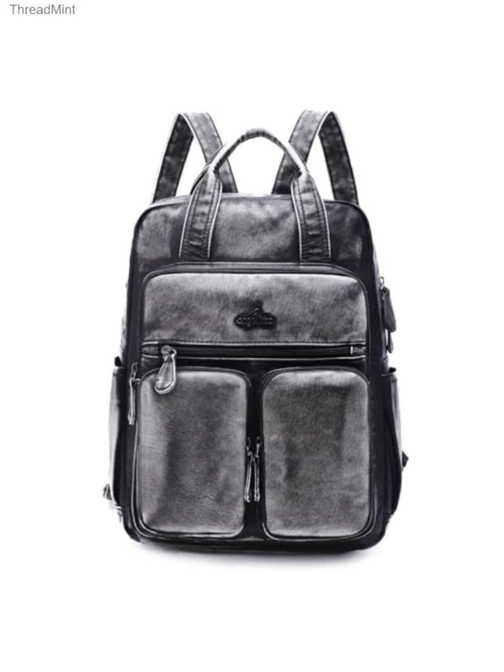 Soft Vegan Leather Multi Pocket Backpack Purse for Women Travel Daypack